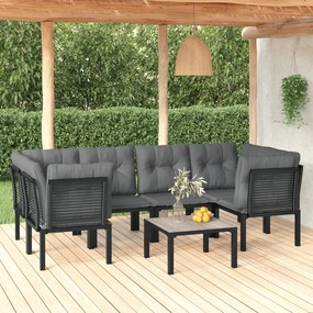vidaXL 7 pcs conjunto lounge de jardim vime PE preto e cinzento