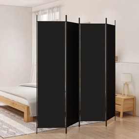 vidaXL Divisória com 4 painéis 200x200 cm tecido preto