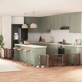 vidaXL Portão cães c/ porta dobrável 15 painéis 750 cm álamo castanho