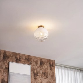 Candeeiro de Teto Design Latão com Vidro Desbotado Branco - Pillon