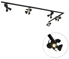 Sistema de trilhos de iluminação com 5 focos pretos - Movie Moderno