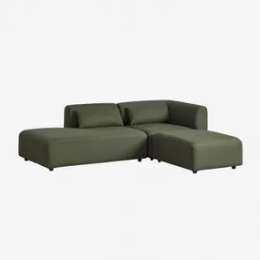 Sofá Modular De Canto De 2 Peças Com Chaise-longue Esquerda E Pufe Fogler Chenille Verde Sálvia - Sklum