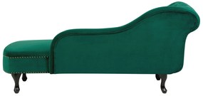 Chaise-longue à esquerda em veludo verde NIMES Beliani