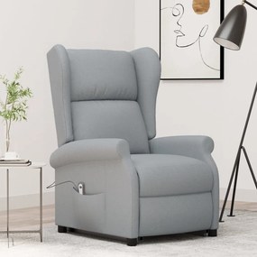 289730 vidaXL Poltrona elevatória tecido cinzento-claro