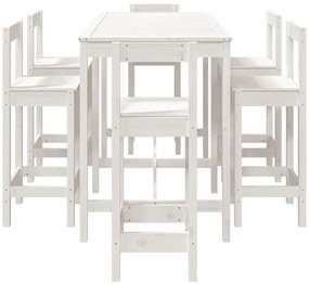 7 pcs conjunto de bar para jardim pinho maciço branco