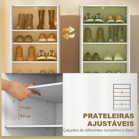 Sapateira Armário para Sapatos Moderno com Prateleiras Ajustáveis para 10 Pares de Sapatos 55x36x108 cm Branco Brilhante