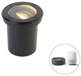 LED Foco de chão exterior inteligente preto ajustável com Wi-Fi GU10 - Delux Moderno