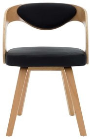 Cadeiras jantar 6 pcs madeira curvada e couro artificial preto