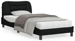vidaXL Estrutura de cama com LED sem colchão 90x200 cm tecido preto