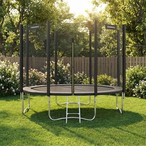 Trampolim de 305 cm com rede de segurança de 180 cm e varas pretas