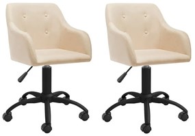 vidaXL Cadeiras de jantar giratórias 2 pcs tecido cor creme