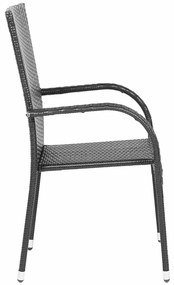 Cadeiras de exterior empilháveis 4 pcs vime PE preto