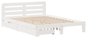 Cama sem colchão 140x190 cm madeira de pinho maciça branco