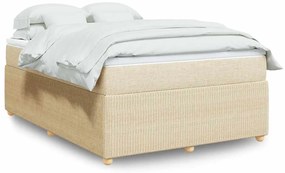 vidaXL Cama com molas/colchão 160x200 cm tecido cor creme