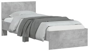 Estrutura de cama c/ cabeceira/luzes LED 75x190cm cinza cimento
