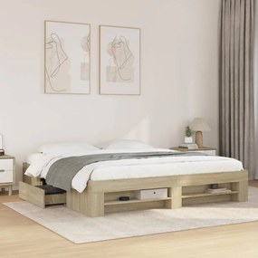 Estrutura de cama sem colchão 200x200 cm carvalho sonoma