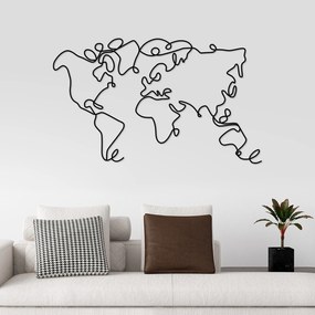 Acessório Decorativo de Parede World Map – Preto – 120 x 70 x 1,5 cm