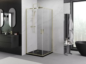 Mexen Exo-S Duo cabine de duche quadrada deslizante 100 x 100 cm, transparente, dourada - 8111-100-100-50-00