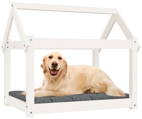 Cama para cães 81x60x70 cm madeira de pinho maciça branco