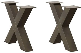 Pés para mesa de centro em formato de X, 2 peças, aço natural, 60x (42