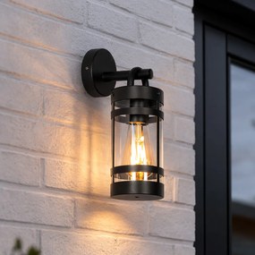 Candeeiro de parede exterior industrial preto IP44 - Ruben