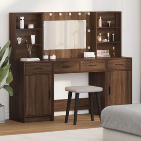 Tocador com Luzes LED Carvalho Castanho 158,5x41x135 cm