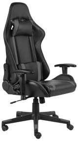 Cadeira de gaming giratória PVC cinzento