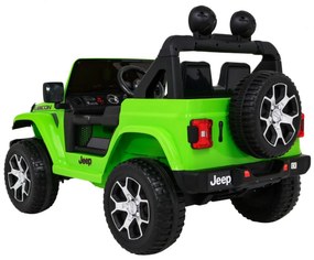 Carro elétrico para Crianças 12V 4x4 Jeep Wrangler Rubicon Rodas de EVA, Assento de couro Verde