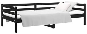 Sofá-cama 90x190 cm madeira de pinho maciça preto