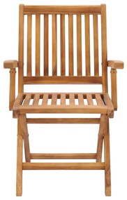 Cadeiras de jardim dobráveis c/ almofadões 4 pcs teca maciça