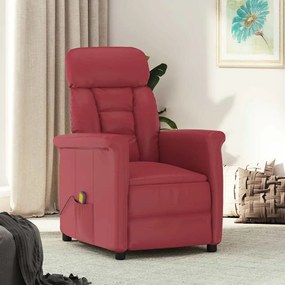 vidaXL Cadeira de massagens couro artificial vermelho tinto