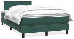 Cama boxspring com colchão 120x210 cm veludo verde-escuro