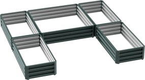 Outsunny Canteiro Modular em Aço para Jardim Conjunto 5 Peças 245x242x31 cm Verde | Aosom Portugal