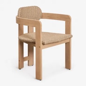 Pack De 4 Cadeiras De Jantar Com Braços Em Madeira De Acácia E Rattan Sintético Ginara Marrom Acácia Claro - Sklum
