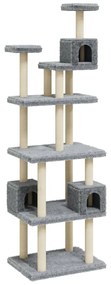 Árvore p/ gatos c/ postes arranhadores sisal 188 cm cinza-claro