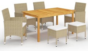 7 pcs conjunto de jantar para jardim bege