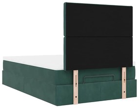 Estrutura de cama otomana com colchões verde escuro veludo