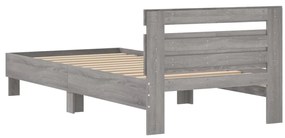 Estrutura de cama c/ cabeceira derivados madeira cinza sonoma