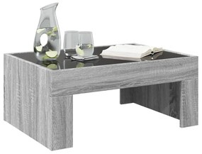 Mesa de centro luzes LED Infinity 70x50x30 cm cinzento sonoma