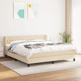 vidaXL Cama com molas/colchão 180x200 cm tecido cor creme