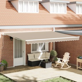 Toldo Retrátil Manual vidaXL Bege 450x350 cm