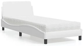 Cama com colchão 90x200 cm couro artificial branco