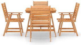 5 pcs conjunto de jantar para jardim madeira de acácia maciça