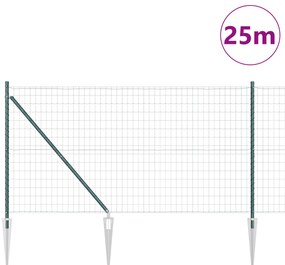 Cerca Euro com 13 Postes de Espinho 1x25 m Aço Galvanizado Verde