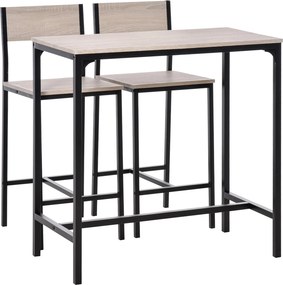 HOMCOM Conjunto de Mesa de Bar com 2 Bancos Conjunto de 3 Peças com 2 Bancos com Encosto e Apoio para Pés Design Industrial Madeira e Preto | Aosom Portugal