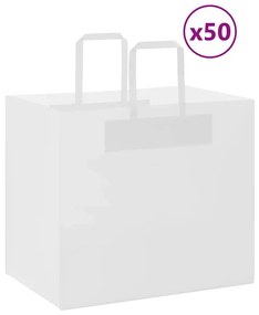 vidaXL Sacos de papel 50 unid com alças branco 32x22x28 cm
