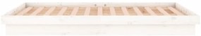 Estrutura de cama c/ LED casal 135x190 cm madeira maciça branco