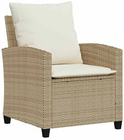 4 pcs conjunto de sofás para jardim c/ almofadões vime PE bege