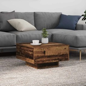 Mesa de centro vidaXL com luzes LED em madeira velha 55x55x31 cm