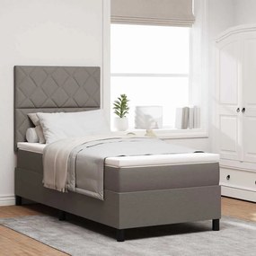 vidaXL Cama Box com colchão Cinzento-acastanhado 100 x 200 cm tecido